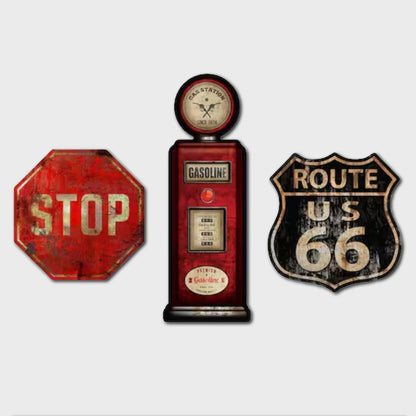 Placa Decorativa Stop Old Aparência Quadro para Decoração Tema Trânsito