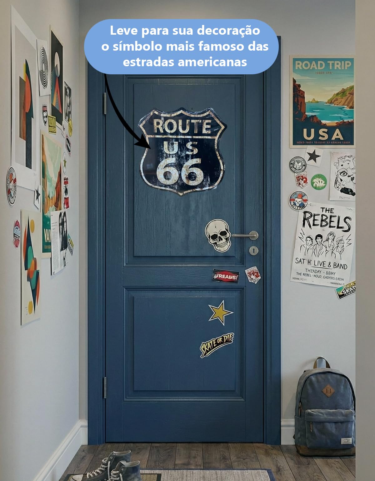 Placa Decorativa Stop Old Aparência Quadro para Decoração Tema Trânsito