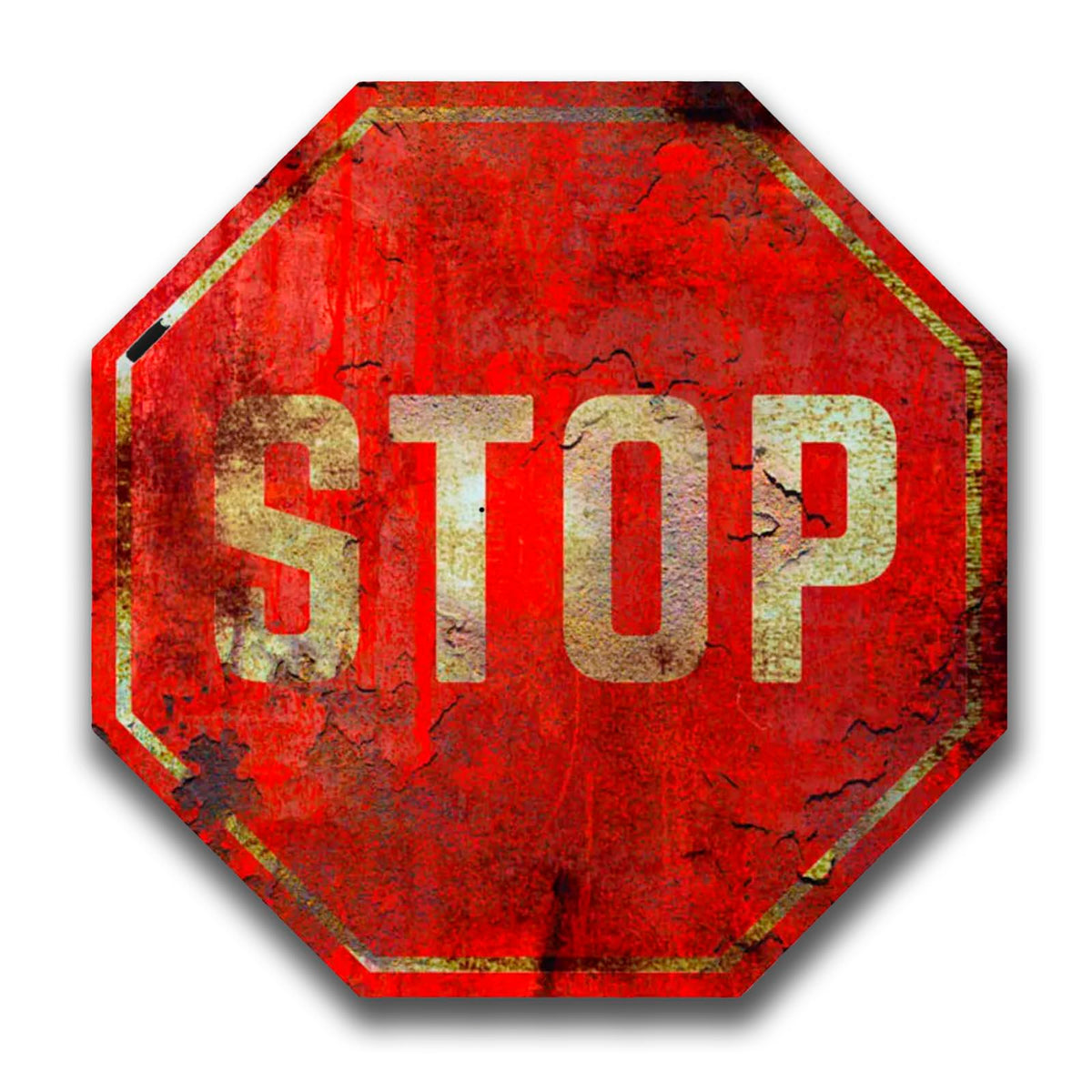 Placa Decorativa Stop Old Aparência Quadro para Decoração Tema Trânsito